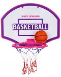Детски комплект GT - Баскетболно табло за стена с топка и помпа, розово - 1t