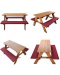 Детска дървена маса за пикник Ginger Home - С пейка и меки възглавници - 3t