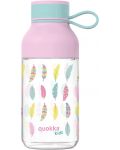 Детска бутилка за вода Quokka Kids - Ice, Feathers, 430 ml - 1t