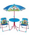 Детски градински комплект Fun House - Маса със столчета и чадър, Пес патрул - 1t