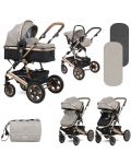 Детска комбинирана количка 3в1 Lorelli - Lora Set, Pearl Beige - 1t