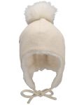 Детска зимна шапка с помпон Sterntaler - За момичета, 49 cm, 12-18 м, екрю - 2t