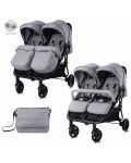 Детска количка за близнаци Lorelli - Duo, Cool grey - 7t