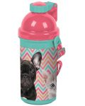 Детска бутилка за вода Paso Dog&Cat - 500 ml, розово-синя - 1t