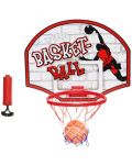 Детски комплект GT - Баскетболно табло за стена с топка и помпа, червено - 1t