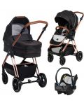 Детска количка Zizito - Barron 3 в 1, черна със златисто-розова рамка - 1t