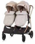 Детска количка за близнаци Chipolino - Дуо Смарт, пясък - 8t