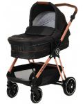 Детска количка Zizito - Barron 3 в 1, черна със златисто-розова рамка - 4t