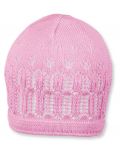 Детска плетена памучна шапка Sterntaler - 39 cm, 3-4 месеца, розова - 1t
