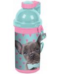 Бутилка за вода Paso Studio Pets - 500 ml, куче с папионка - 1t