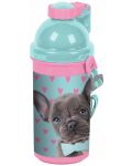 Детска бутилка за вода Paso Studio Pets - 500 ml, куче с папионка - 1t