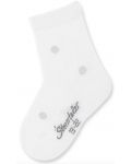 Детски чорапи Sterntaler - На точки, 19/22 размер, 12-24 месеца, бели - 1t