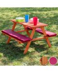 Детска дървена маса за пикник Ginger Home - С пейка и меки възглавници - 8t