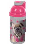 Пластмасова бутилка за вода Paso Studio Pets - 500 ml, куче със слушалки - 1t