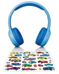 Детски слушалки с микрофон Lenco - HPB-110BU, безжични, сини - 1t