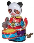 Детска играчка Goki - Метална панда с барабан, с навиващ се механизъм - 1t