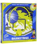 Детски комплект GT - Баскетболно табло за стена с топка и помпа, синьо - 1t