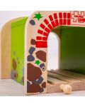 Детски дървен комплект Bigjigs - Двоен железопътен тунел - 3t