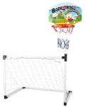 Детски комплект 2 в 1 Raya Toys - Баскетболен кош и футболна врата с топки - 1t