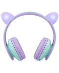 Детски слушалки PowerLocus - P2, Ears, безжични, зелени/лилави - 2t