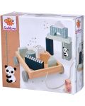 Детска играчка Eichhorn - Количка за дърпане с цветни кубчета - 3t