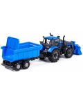 Детска играчка Polesie Progress - Инерционен трактор с ремарке и гребло - 5t