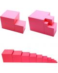 Детска играчка Smart Baby - Розова кула Монтесори, 10 кубчета - 1t