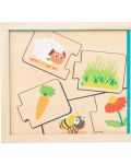 Детски дървен пъзел Small Foot - Хранене на животни, 20 части - 3t