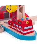 Детски дървен комплект Bigjigs - Морско влаково спасяване при пожар - 2t