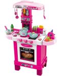 Детска кухня Raya Toys - Със светлини и звуци, розова - 1t