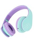 Детски слушалки PowerLocus - P2, безжични, зелени/лилави - 4t