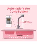 Детска кухненска мивка Raya Toys - С течаща вода и аксесоари, розова - 3t