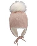 Детска зимна шапка с помпон Sterntaler - За момичета, 47 cm, 9-12 м, розова - 2t