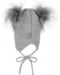 Детска зимна шапка с помпони Sterntaler - 49 cm, 12-18 м, сива - 4t