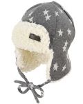 Детска зимна шапка ушанка Sterntaler  - 39 cm, 3-4 месеца, на звезди - 1t