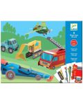 Хартиени играчки Djeco – Камиони, 5 броя - 1t