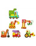 Комплект детски пъзели Djeco – Строителни машини, 6 броя - 1t