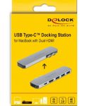 Докинг станция Delock - MacBook, HDMI/USB-A/USB-C, сива - 5t