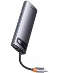 Докинг станция Baseus - Metal Gleam, 8 порта, USB-C, сива - 3t