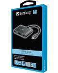 Докинг станция Sandberg - USB-C Dock, 5 порта, USB-C, черна - 2t