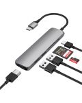 Адаптер Satechi - Slim Multimedia Adapter V2, USB-C, сив - 4t