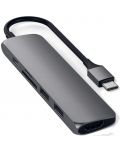 Адаптер Satechi - Slim Multimedia Adapter V2, USB-C, сив - 1t