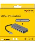 Докинг станция Delock - USB-A/USB-C/HDMI/SD/Micro SD/PD, сива - 4t