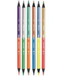 Двувърхи цветни моливи Milan - Triangular Bicolour Metal, 12 цвята - 2t
