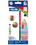 Двувърхи цветни моливи Milan - Triangular Bicolour, 24 цвята - 1t