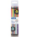 Двувърхи цветни моливи Milan - Triangular Bicolour Metal, 12 цвята - 1t