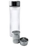 Двустенна стъклена бутилка Nerthus - С инфузер и неопренов протектор, 350 ml - 2t
