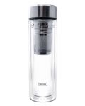 Двустенна стъклена бутилка Nerthus - С инфузер и неопренов протектор, 350 ml - 1t