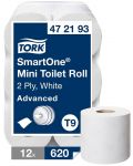 Двупластова тоалетна хартия Tork - SmartOne Mini Advanced, T9, 12 х 620 листа - 2t