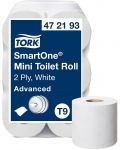 Двупластова тоалетна хартия Tork - SmartOne Mini Advanced, T9, 12 х 620 листа - 1t